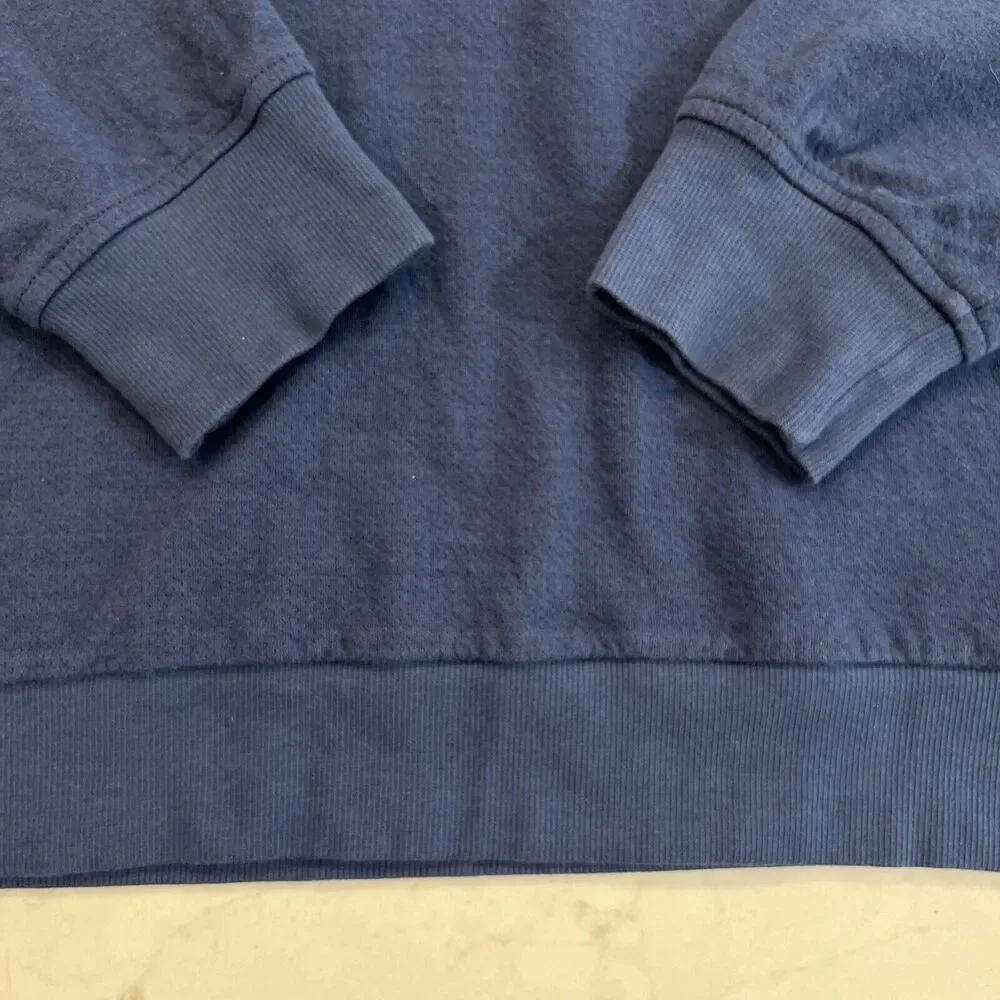 Adidas Mens Sz L Navy Blue Long Sleeve Crew Neck Heavyweight Tee Shirt 3 Stripes